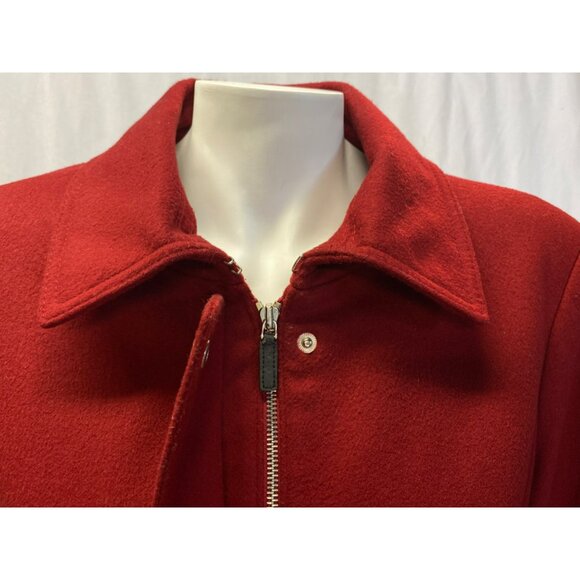 Talbots Wool Coat Size 16 Brick Red Peacoat Classic Zip Front Car Jacket - Picture 10 of 12